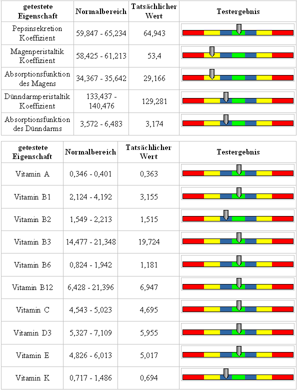 BioScan-Analyse (Auszug)